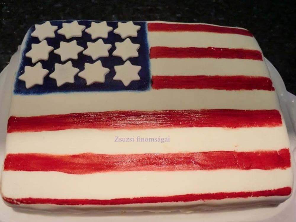 Amerika zászló alakú csokoládé torta